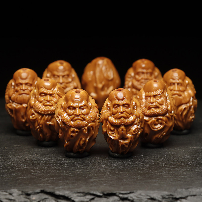 达摩橄榄核手串核雕手树桩男款文玩佛珠手串老油手串