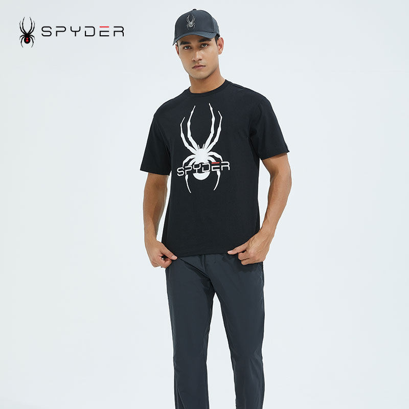 spyder春季新品休闲宽松纯棉运动短袖恤男潮牌户外休闲衣