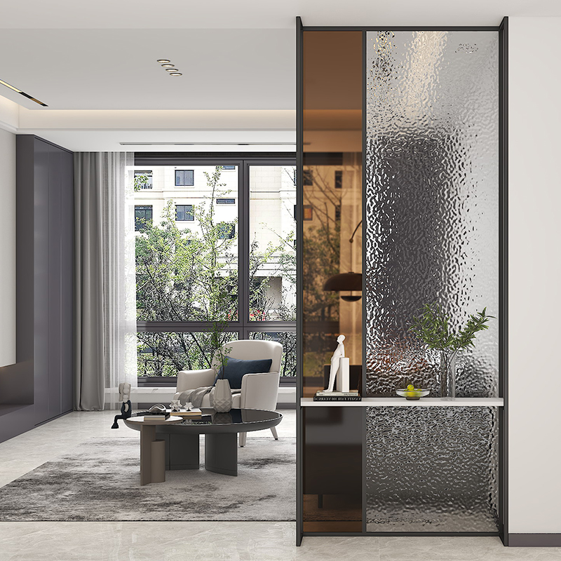 轻奢家用玻璃屏风隔断简约现代入户玄关客厅网红创意不锈钢遮挡墙