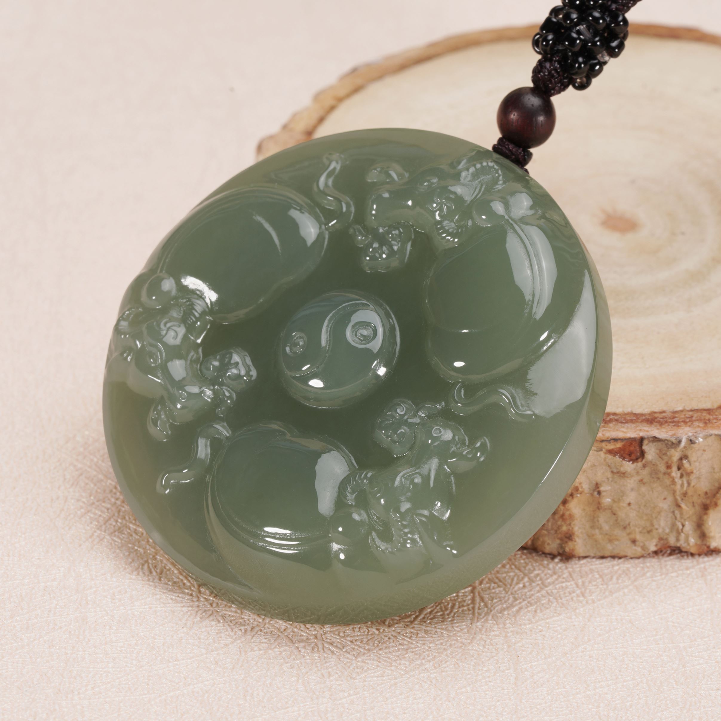 新疆和田扭转乾坤吊坠男士项链玉石玉坠开运生肖颈饰