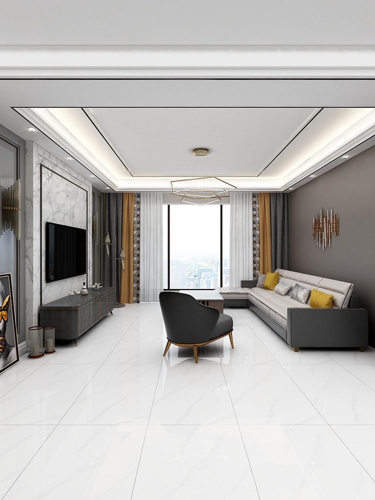 通体大理石瓷砖600x1200客厅地砖亮光连纹简约现代通体砖