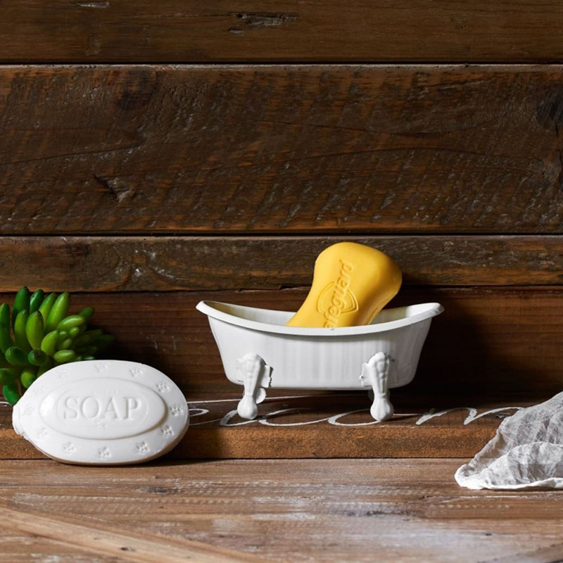 高档铁艺浴缸肥皂皂盒美式乡村田园花盆花庭院肥皂盒