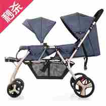 Double-cell e tire Two-child biathlon Size child Divine Instrumental Baby Trolley Front And Rear Sitting Laying Umbrella Car Light Flexible Fold
