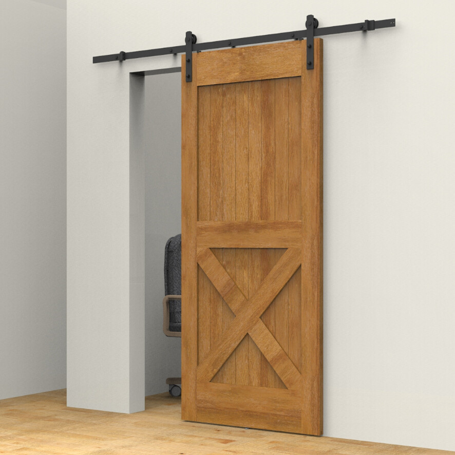 高档谷仓门室内门厨房房门五金美式移门轨道滑轮移门