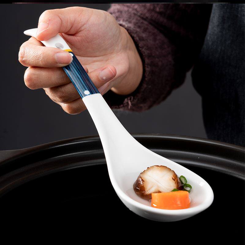 家用大汤勺子网红日式长柄深口盛汤瓷勺好看汤勺