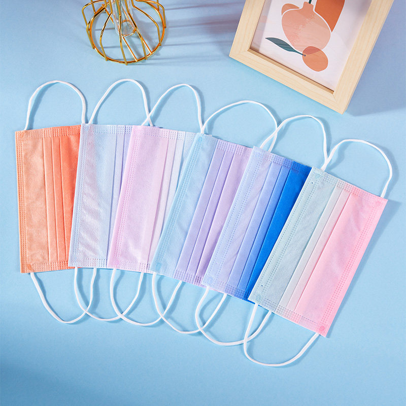 彩色渐变变色一次性腮红口罩女生可爱时尚独立口罩