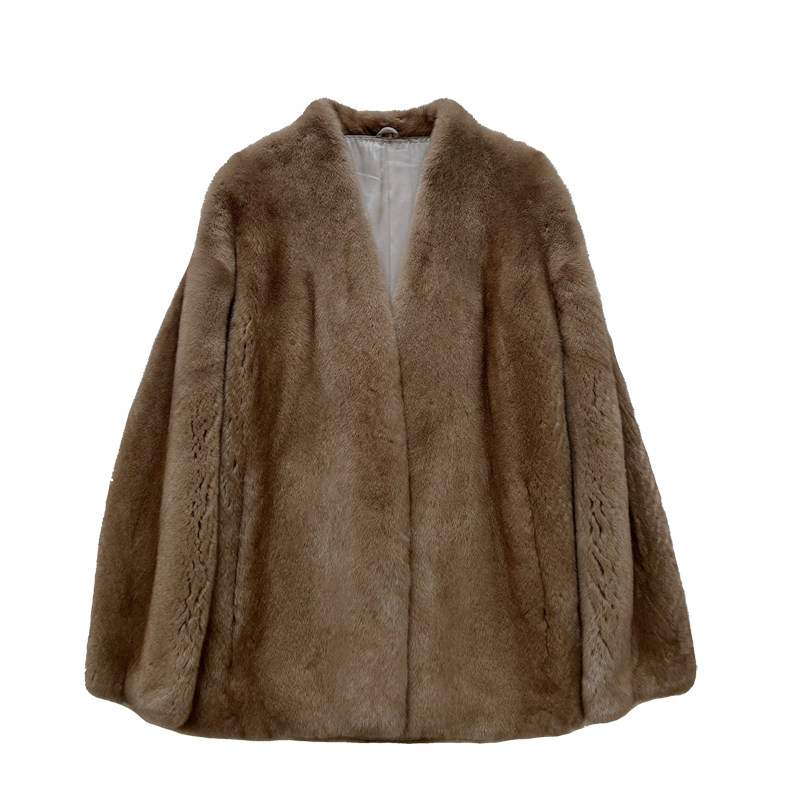 bayi 丹麦貂 进口紫标级貂皮大衣女整貂水貂皮草v领外套中长款冬