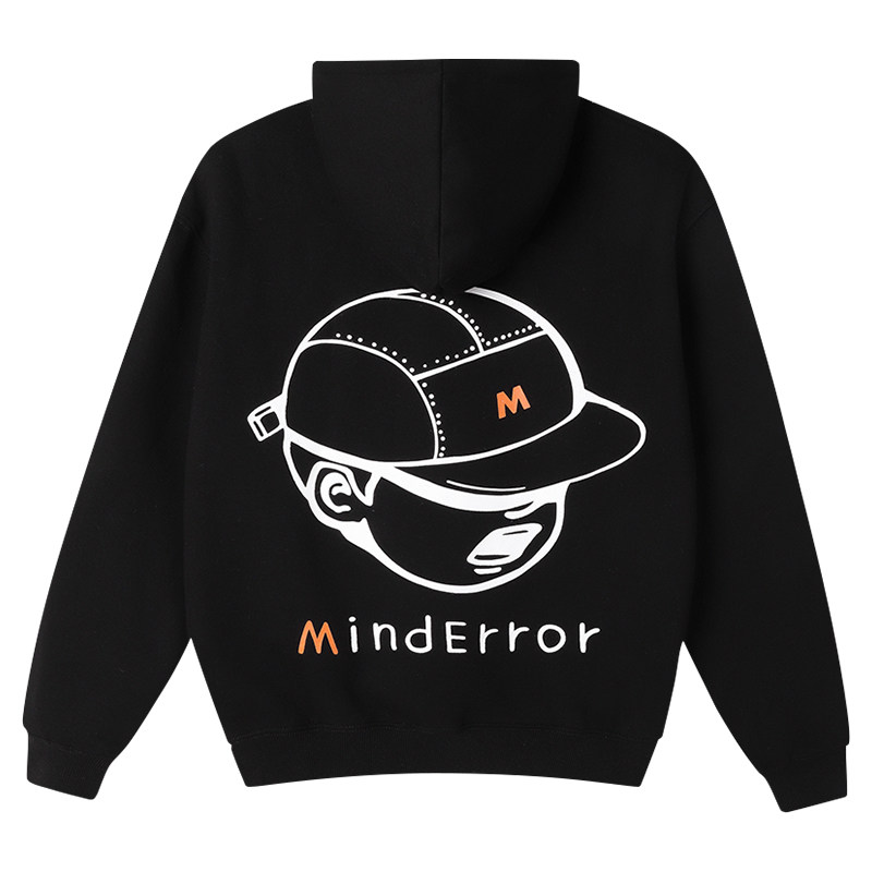 minderrorbackboyhoodie卡通男孩头像宽松加绒连帽衫情侣卫衣