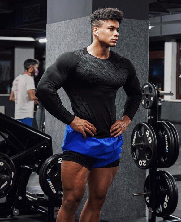 网红肌肉鲨鱼gymshark紧身衣超级英雄新款健身长袖健身衣