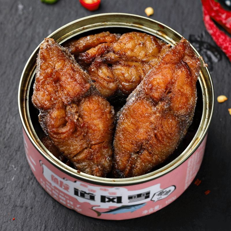 五香罐头鲅鱼海鲜深海海鱼罐装即食胶东熏鲅鱼类罐头