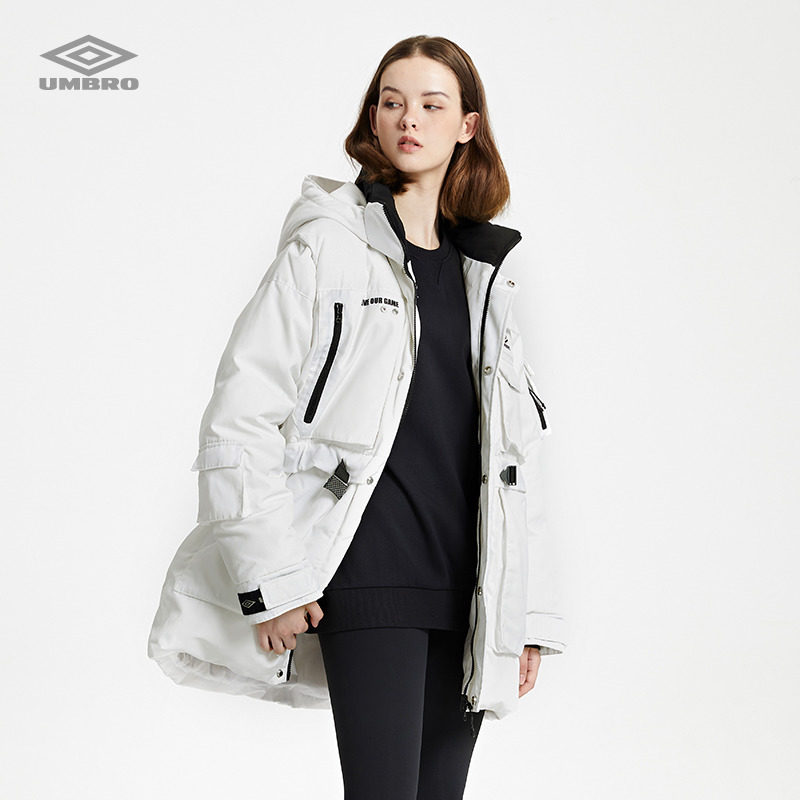 umbro茵宝户外机能羽绒服男女冬季logo中长鸭绒瑜伽外套