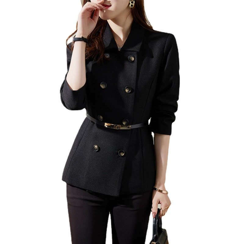 黑色双排扣小西装外套女士2022秋冬新款韩版休闲秋冬女装短款西服
