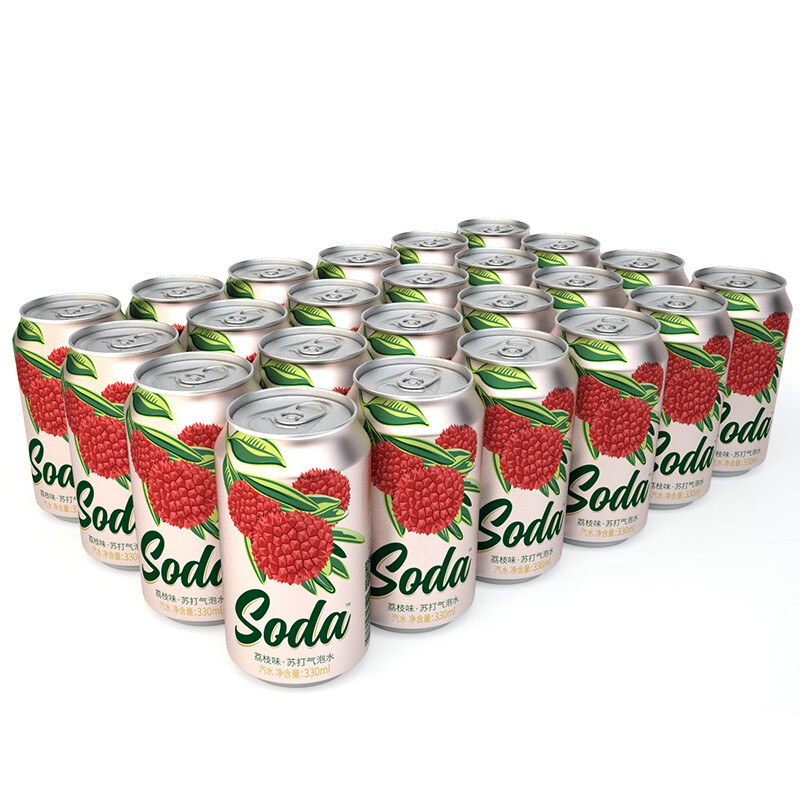 汽水名仁苏打水饮料330ml12罐水蜜桃无糖气泡原味饮用水