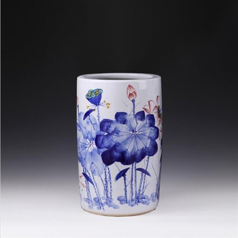 之恋景德镇陶瓷器花瓶大号落地手绘大口圆筒直筒瓶平板电脑包