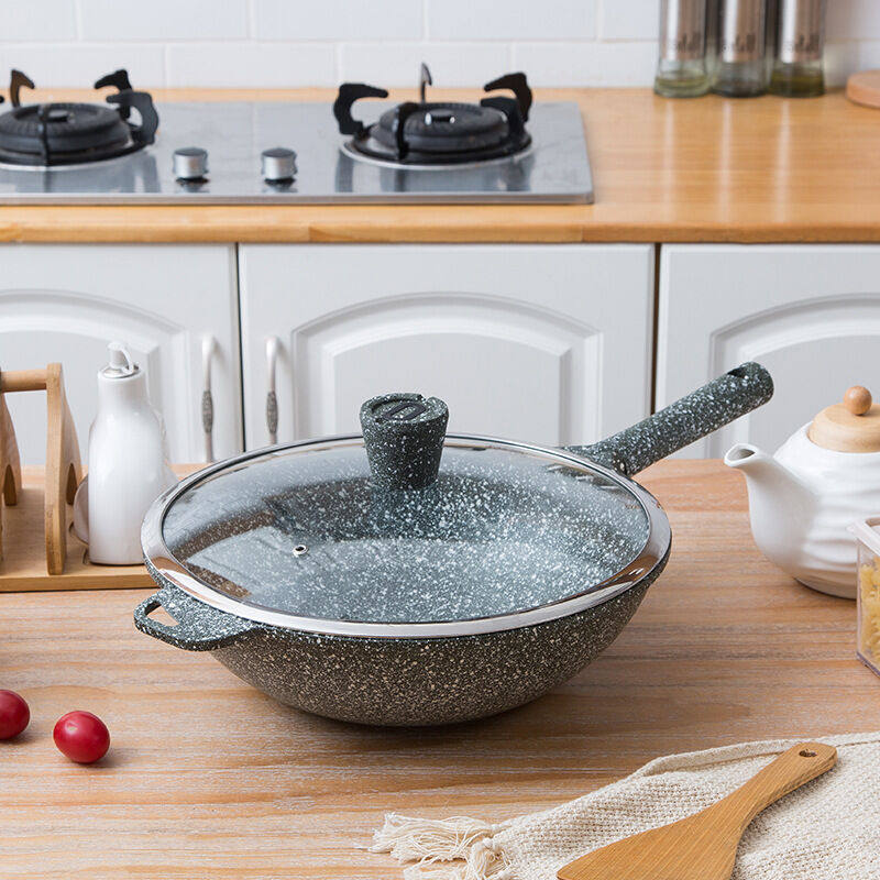 德国工艺佳语麦饭石炒锅不粘锅轻型炒菜菜锅不沾电炒锅