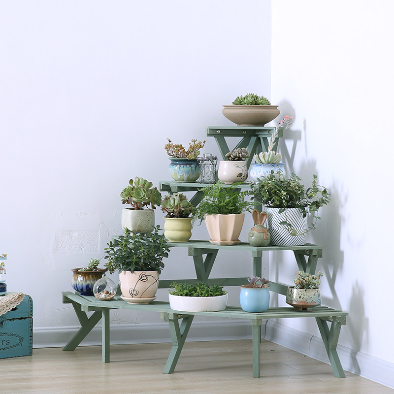 转角花架实木墙角防腐拐角扇形户外三角阶梯花架