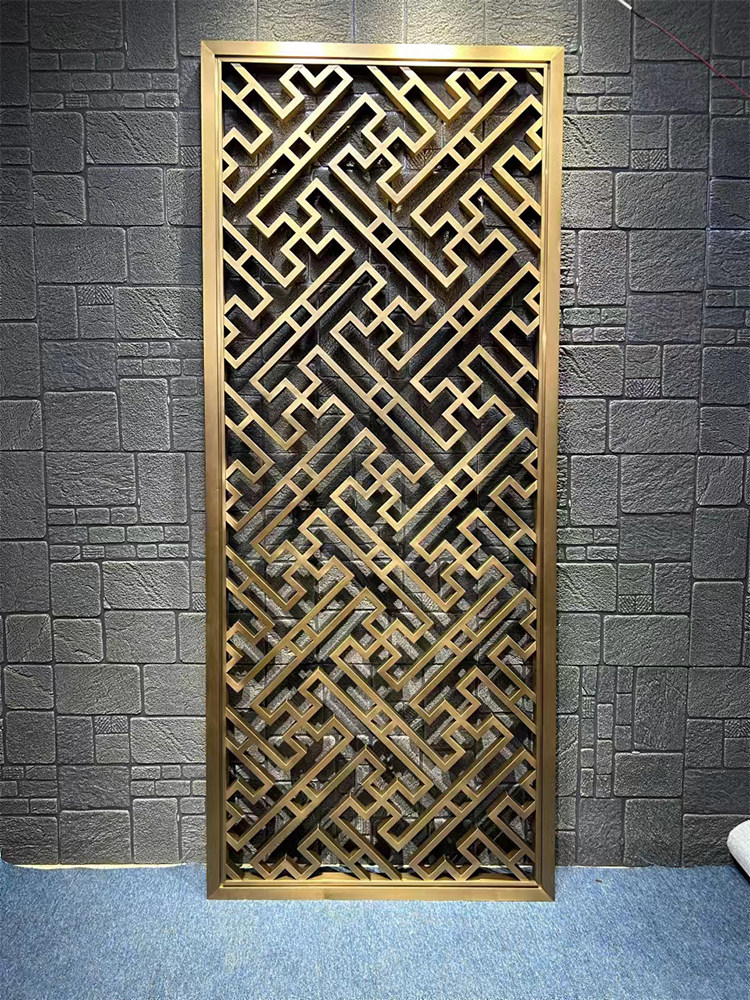 不锈钢屏风定制金属鱼鳞装饰玄关入户假山钛金屏风