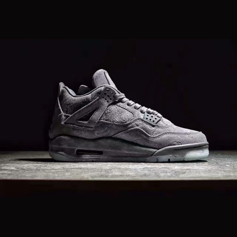 kawsair4coolgrey联名涂鸦酷灰aj4灰色麂皮休闲板鞋