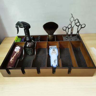 收纳电推barber复古油头卡尺剪刀推子摆放箱木其它美发工具