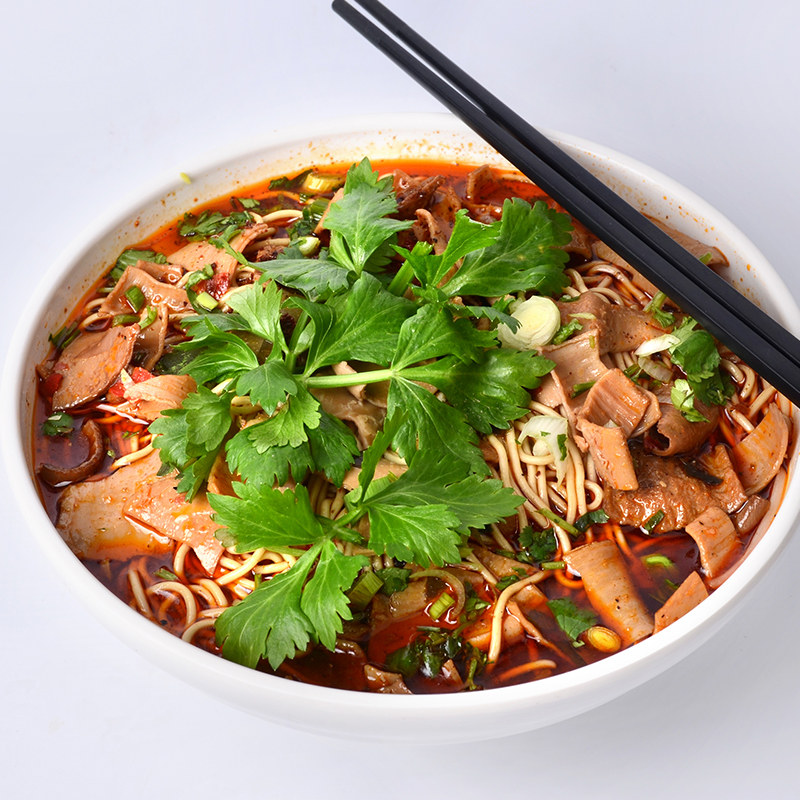 牛杂襄阳定中街牛肉面海带碱水面条四盒包邮面条