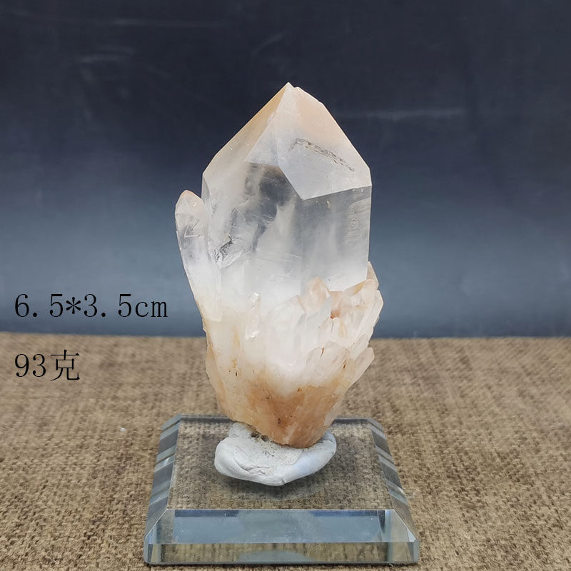 矿标天然花白原石石原石能量晶牙菠萝白水晶摆件奇石