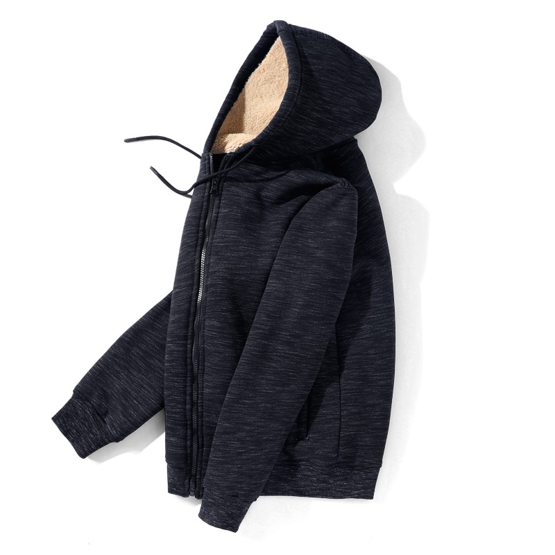 加绒卫衣男连帽冬季加厚秋冬款羊羔绒拉链开衫男士休闲运动外套