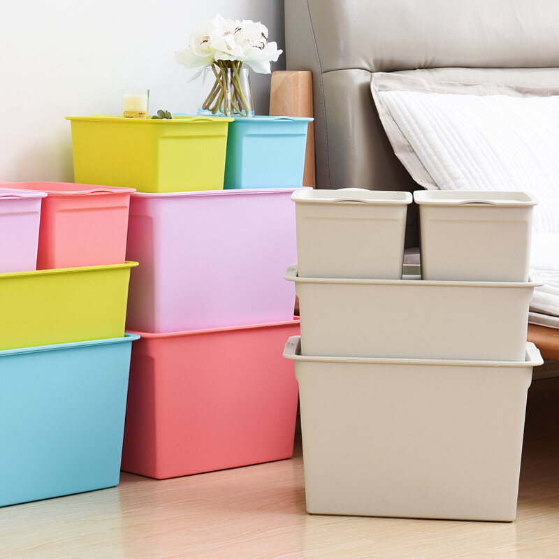 带盖收纳箱塑料整理筐零食杂物家用宿舍衣柜内衣物收纳盒子储物箱