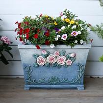 Outdoor Patio Large Aperture Imitation Ceramic Red Pottery Flower Pot Multi Meat Large Size Garden Balcony Retro Nordic Net Red Creativity
