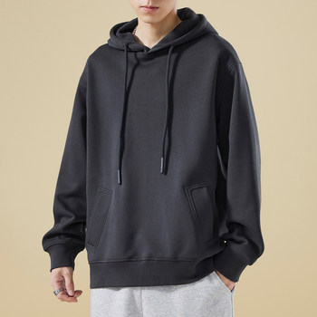 ພາກຮຽນ spring ແລະດູໃບໄມ້ລົ່ນ 350g heavyweight hooded casual sweatshirt ຜູ້ຊາຍຄົນອັບເດດ: ຍີ່ຫໍ້ອາເມລິກາສີແຂງວ່າງ pullover hoodie ຄູ່ jacket