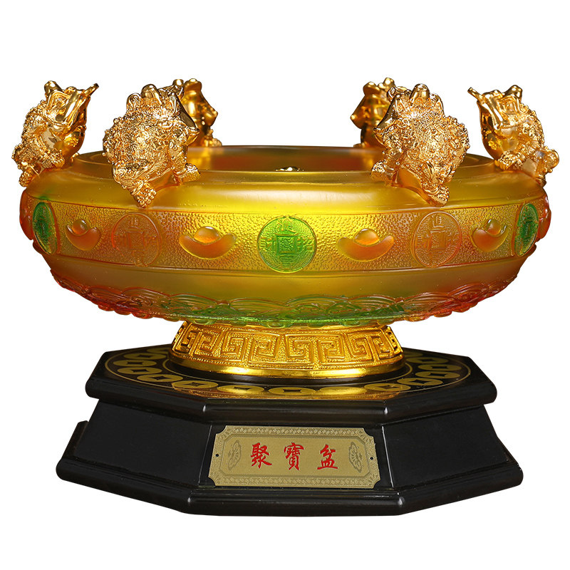 招财金蟾聚宝盆摆件客厅招财进宝风水聚财总经理办公桌摆件