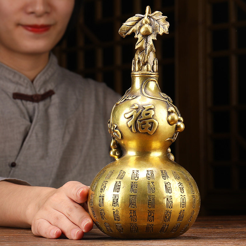 葫芦百福摆件开盖纯铜风水水保平安招财聚财摆件