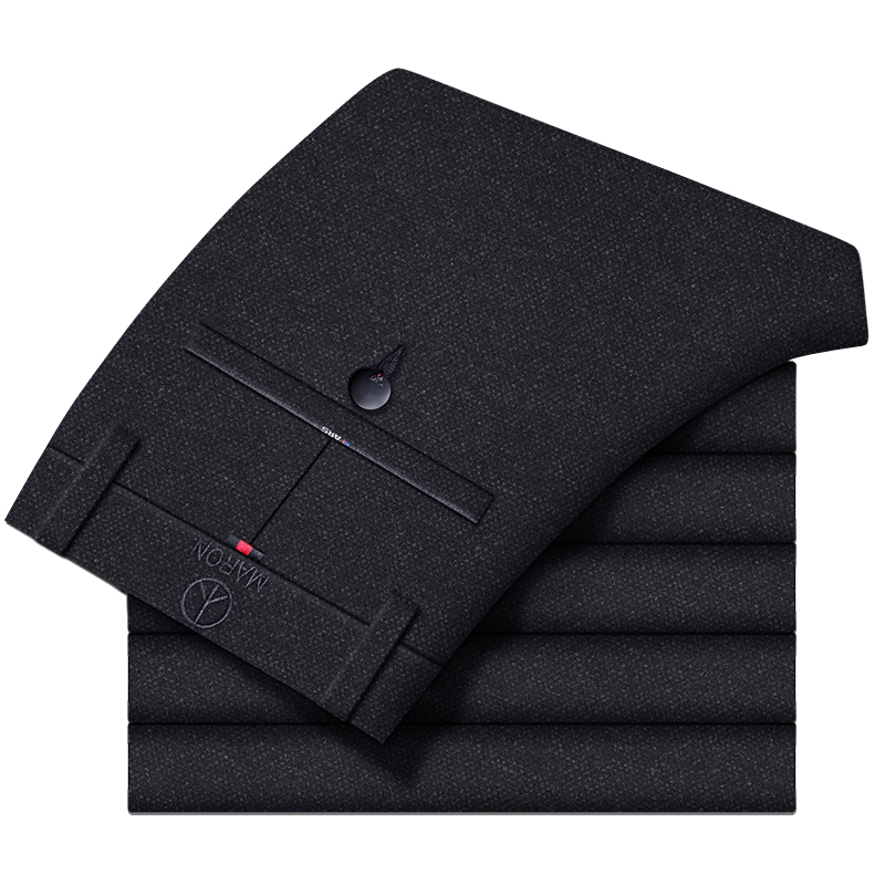 秋冬厚款磨毛休闲裤男加绒裤子冬季男裤加厚直筒西裤男士毛呢长裤