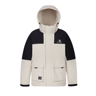 骆驼工装羽绒服男秋冬加厚连帽短款保暖防寒防风外套女2025款情侣