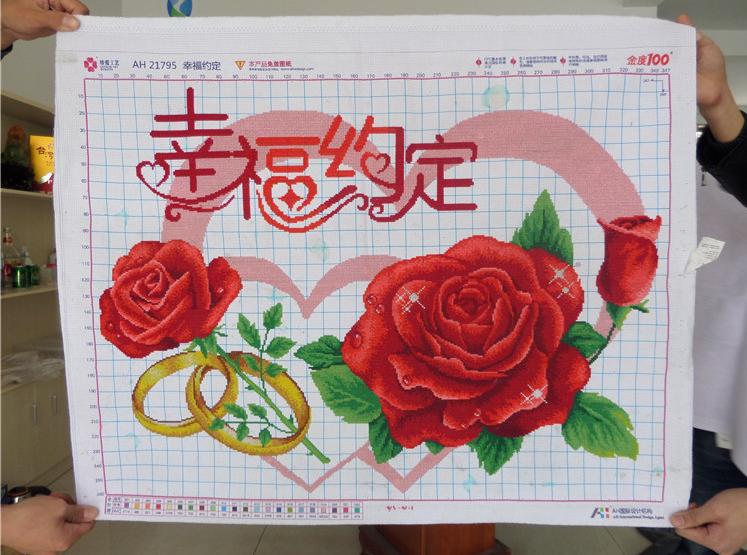 手工十字绣成品幸福福的约定玫瑰戒指新版真爱十字绣成品