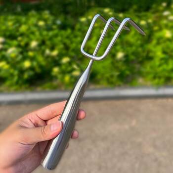 Stainless steel one-piece welded handle gardening rake loose soil small rake multi-tooth rake multi-claw seafood rake garden tools