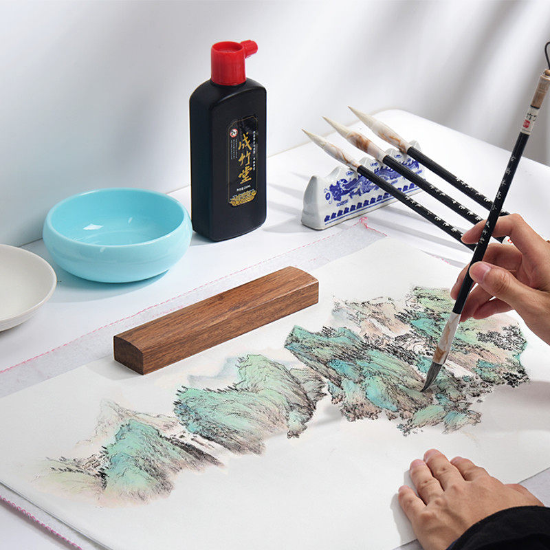 成竹堂国画颜料专业高级12色套装专用毛笔中国水墨画用品工具全套初学