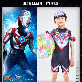 Ultraman ຂອງແທ້ຊຸດ swimsuit ເດັກນ້ອຍ summer ຜູ້ຊາຍຫນຶ່ງສ່ວນແບ່ງແຍກ Cero Tiga ຊຸດ swimsuit ຫາດຊາຍ trendy