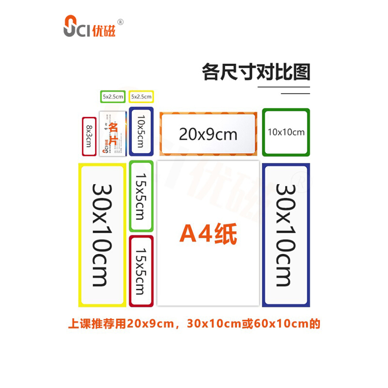 磁性可擦写标签多功能边框白板贴看板名字贴货架标识贴磁贴教学用