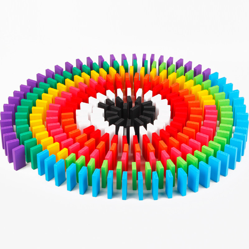 儿童玩具100块多米诺骨牌200粒大号1000片成人多米诺游戏比赛码牌