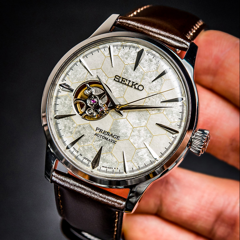 精工鸡尾酒银座蜂蜜咖啡镂空雪花盘小GS机械轻奢男女情侣约会手表