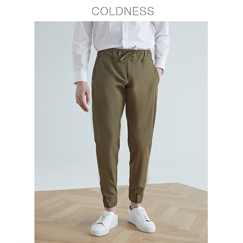 COLDNESS2022新款春秋男士直筒抽绳宽松潮流锥形裤百搭九分休闲裤