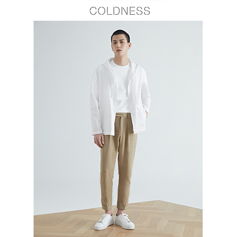COLDNESS2022春新款轻薄西裤男士锥形长裤两褶潮流帅气百搭休闲裤