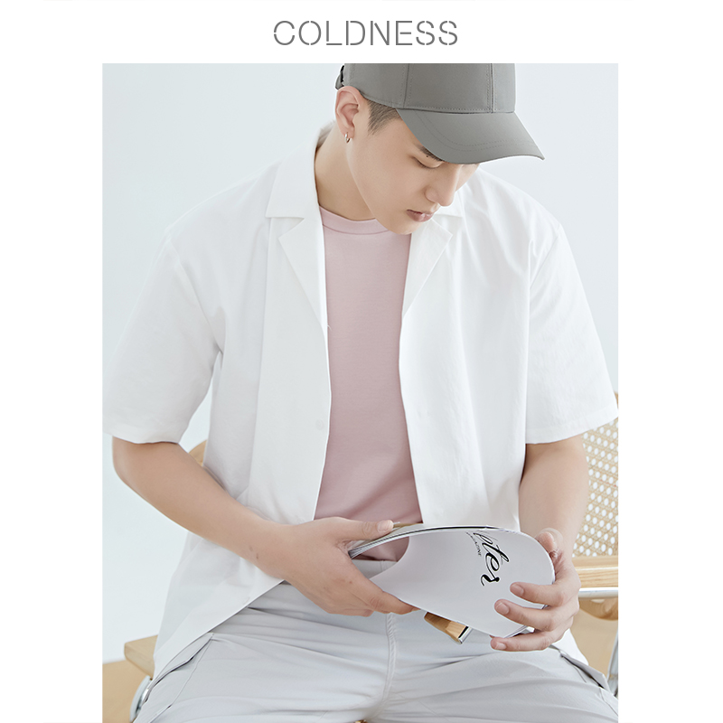 COLDNESS 2022抗皱古巴领 夏季薄款半袖衬衫男士短袖日系港风衬衣