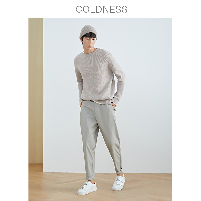 COLDNESS OVERSIZE不对称解构主义山羊绒混纺针织衫慵懒风毛衣男