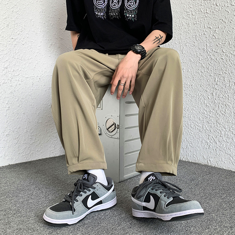 冰丝裤子男夏季薄款休闲长裤男士宽松小脚裤潮牌垂感九分运动裤男