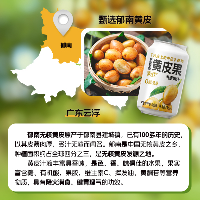 首单！郁南黄皮果汁气泡饮330ml*2罐