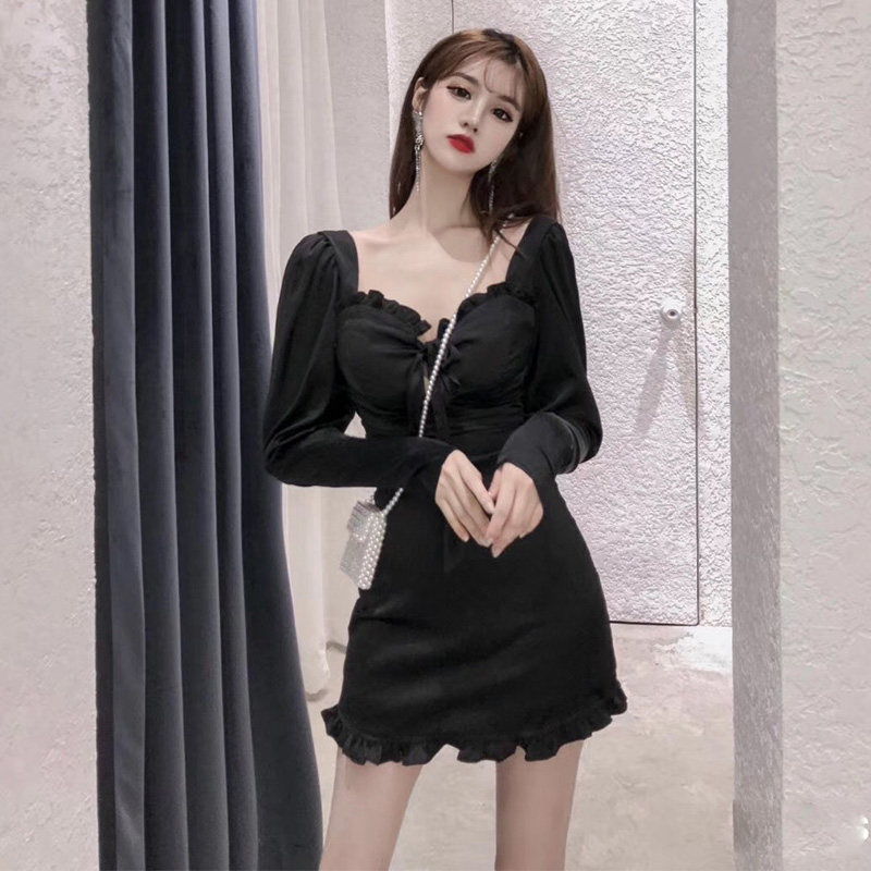 2020早春新款网红女装名媛气质性感连衣裙仙女修身显瘦法式裙子潮