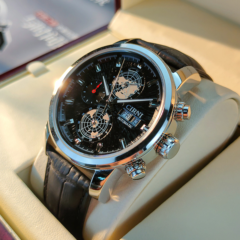 西亚尼手表男士全自动机械表十大正品牌皮带防水学生潮流运动男表