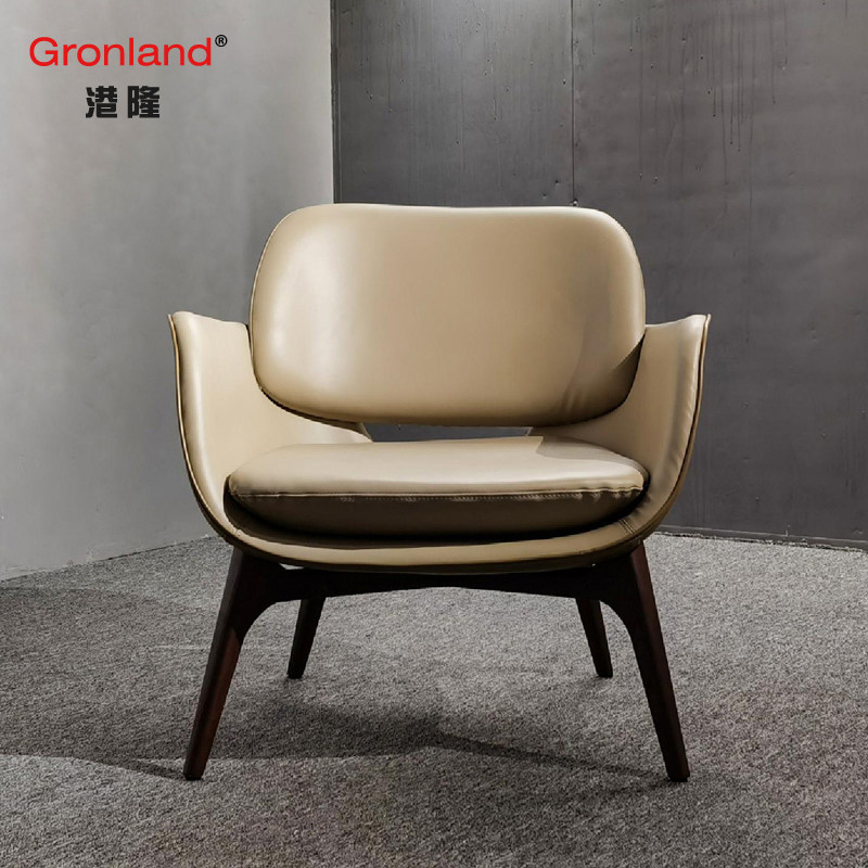 marthachair实木真皮玛莎米兰设计师皮革休闲椅别墅沙发椅