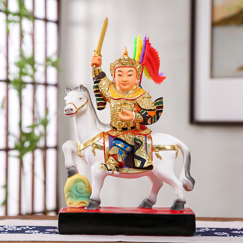 抖音新款报马仙像黄小跑小跑骑马将军摆件